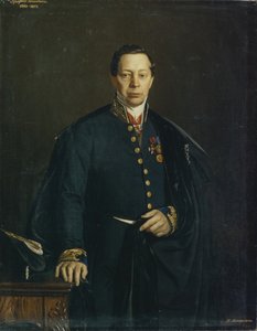 Retrato del artista Pyotr Basin 1794-1881, 1857 de Nikanor Leontievich Tiutriumov
