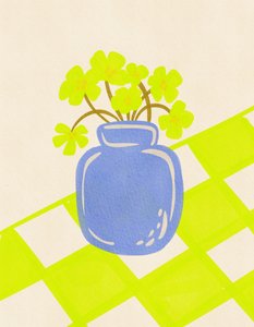 Flores frescas en un jarrón azul de Nikita Jariwala
