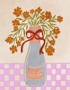 Botella de champán con motivos florales festivos de Nikita Jariwala