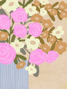 Flores rosas en un jarrón azul de Nikita Jariwala