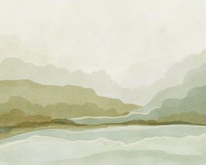Valle montañoso en acuarela de Nikita Jariwala