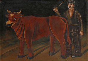 Granjero con toro