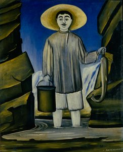 Pescador entre las rocas