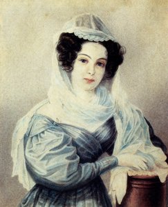 Retrato de Camilla Ivasheva Le Dantieau 1808-1839, esposa del Decembrista Vasily Ivashev, 1834 de Nikolai Alexandrovich Bestuzhev