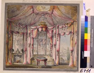 Diseño interior para el tocador en la Casa del Conde Bezborodko en Moscú, 1790s de Nikolai Alexandrovich Lvov