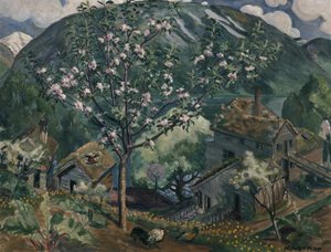 Manzano en plena floración (óleo sobre lienzo) de Nikolai Astrup