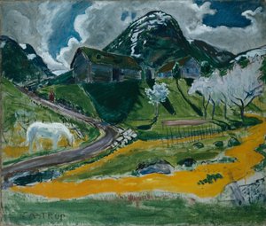 Primavera con caballo blanco de Nikolai Astrup