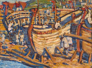Construyendo los barcos. Estudio, 1903 de Nikolai Konstantinowitsch Roerich