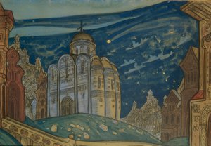 Putivl. Diseño de escenario para la ópera Príncipe Igor de A. Borodin de Nikolai Konstantinowitsch Roerich