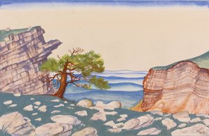 Diseño de escenario para el ballet La consagración de la primavera de I. Stravinsky de Nikolai Konstantinowitsch Roerich