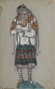La Chica. Diseño de vestuario para el ballet La Consagración de la Primavera de I. Stravinsky, 1912 de Nikolai Konstantinowitsch Roerich