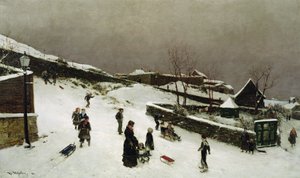 Escena de invierno en Nordnes, Bergen