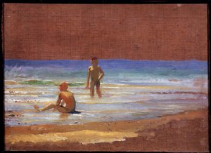 Chicos a la orilla del mar. Pintura de Nikolai Nikolayevich Ge (Gay) (1831-1894), óleo sobre lienzo, arte ruso del siglo XIX. Galería Estatal Tretyakov, Moscú.