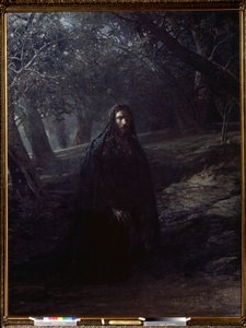 ""Cristo en el Huerto de los Olivos"" Jesús en el Monte de los Olivos (o colina de Getsemaní) que domina Jerusalén, se aleja de los discípulos dormidos para orar, antes de su arresto. Pintura de Nikolai Nikolayevich Ge (Gay) (1831-1894) 1869-1880 State Tre