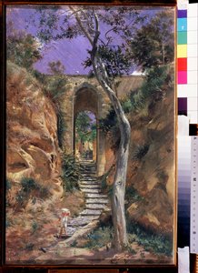 "" Le pont de Vico (¿Corse?) "" Peinture de Nikolai Ge (Gay) (1831-1894) 1858 Dim. 45,5x30 cm Galería Estatal Tretyakov, Moscou