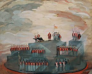 Diseño de escenario para la ópera Guerra y Paz de S. Prokofiev, 1981 de Nikolai Nikolayevich Zolotaryev