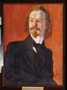 Portrait du poete Constantin (Konstantin) Balmont (1867-1942) (Retrato del poeta Konstantin Balmont) - Peinture de Nikolai Pavlovich Ulyanov (Ulyanov) (1875-1949), huile sur toile