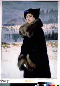 Portrait de la ballerine Lyudmila Mesaksudi Barash (Retrato de la bailarina de ballet Lyudmila Mesaksudi Barash). Peinture de Nikolai Petrovich Bogdanov Belsky (Bogdanov-Belsky) (Bogdanov-Belsky) (1868-1945). Témpera sobre tela de Nikolai Petrovich Bogdanov Belsky
