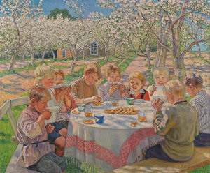 Té en el huerto de manzanas de Nikolai Petrovich Bogdanov Belsky