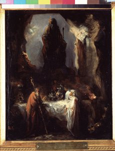 El profeta Daniel le dice a Nabucodonosor la interpretación de Dios. Y se niega a comer los alimentos sacrificados al ídolo y a adorar la estatua de oro del rey de Babilonia, por lo que de Nikolai Petrovich Lomtev