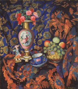 Naturaleza muerta con porcelana y flores, 1913 de Nikolai Semyonovich Zaytsev