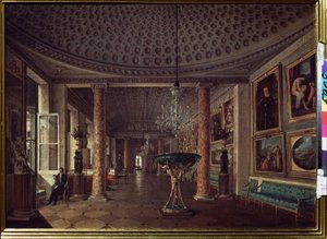 La galería de imágenes del Palacio Stroganov en San Petersburgo (La galería de imágenes en el Palacio Stroganov en San Petersburgo). Pintura de Nikolai Stepanovich Nikitin (1811-1881), óleo sobre lienzo de Nikolai Stepanovich Nikitin