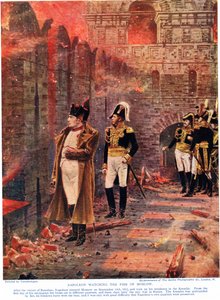 Napoleón observando el incendio de Moscú, ilustración de 
