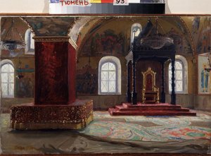 El Palacio de las Facetas en el Kremlin de Moscú. Vista interior del palacio construido entre 1487 y 1491, por los arquitectos Marco Ruffo y Pietro Antonio Solari (1445-1493). Pintura de Nikolai Yegorovich Makovsky