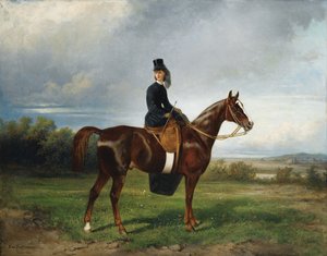 Retrato ecuestre de Seymourina Poirson, nacida Cuthbertson, 1863 de Nikolai Yegorovich Sverchkov