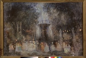 Baile de máscaras. Obra de Nikolai Nikolayevich Sapunov (Sapunov) (1880-1912), témpera, plata y bronce sobre cartón de Nikolaj Nikolaevic Sapunov