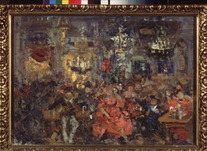 Taberna Une. Oeuvre de Nikolay Nikolaevich Sapunov (Sapunov) (1880-1912), témpera sir tsarton de Nikolaj Nikolaevic Sapunov