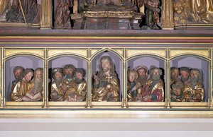 Tallados en madera de Cristo y los Doce Apóstoles, del predela del retablo del Altar de Isenheim, c.1490 de Nikolaus Hagenauer