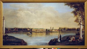 Vista del Palacio Kuskovo (Moscú, Rusia). Pintura de Nikolai Ivanovich Podklyuchnikov (1813-1877), óleo sobre lienzo de Nikolay Ivanovich Podklyuchnikov