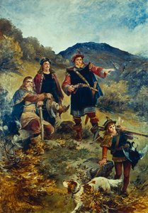 Olav Kyrre señala la ciudad de Bergen de Nils Bergslien