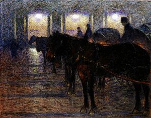 Carruajes tirados por caballos fuera de la Ópera, Estocolmo