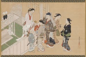 Primera visita de un infante a un santuario sintoísta, período Edo, finales del siglo XVII-principios del siglo XVIII de Nishikawa Sukenobu