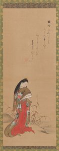 Dama Ise junto al río, finales del siglo XVIII de Nishikawa Sukenobu