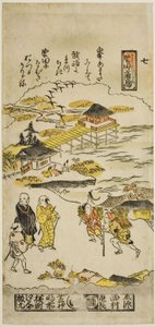 Gansos descendiendo en Katada (Katada no rakugan), No. 7 de la serie "Ocho vistas de Omi" de Nishimura Shigenaga