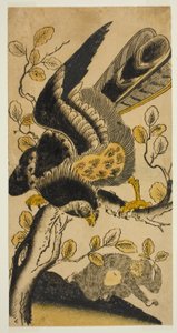 Águila y mono de Nishimura Shigenaga