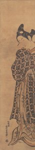 El actor Sanogawa Ichimatsu como un joven sosteniendo una carta doblada, ca. 1765