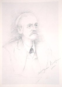 Retrato de Sir Arthur James Balfour (1848-1930) de un álbum sobre la Entente Cordiale de Noel Dorville