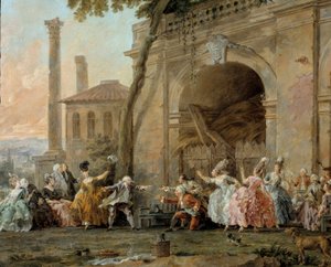 Colin-aillard (detalle) de los jugadores de colin aillard. Pintura de Noël Hallé (1711-1781), circa 1770-1780 de Noel Halle