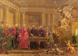 Los Magistrados de París Recibiendo Noticias de la Paz, 21 de junio de 1763 de Noel Halle