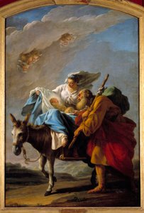La huida a Egipto. Pintura de Noël Hallé (1711-1781) de Noel Halle