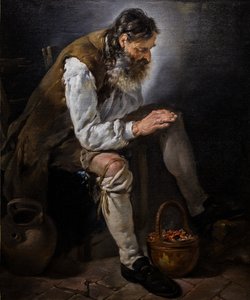 Invierno. Anciano calentándose las manos ante un brasero, hacia 1747 (Óleo sobre lienzo) de Noel Halle