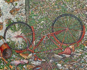 La bicicleta azul de Alfonso, 2024 (óleo sobre lino)