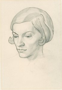 Retrato de la esposa del artista, Celia Fiennes (lápiz sobre papel) de Noel Rooke