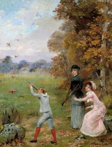 El pequeño cazador Pintura de Noel Saunier (1847-1890) Siglo XIX Colección privada