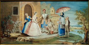 Comediante y dramaturgo Jean Baptiste Poquelin dit Molière y sus comediantes en la obra Georges Dandin ou le mari confondu