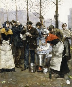 Sopa para las masas en un día de invierno, París, 1881 de Norbert Goeneutte